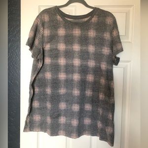 Torrid pink and grey plaid size 2 tshirt